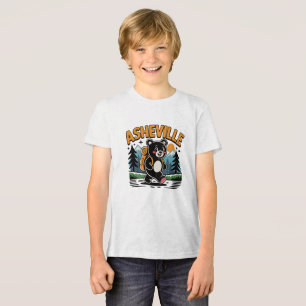 Asheville Black Bear Hiking Cartoon Tri-Blend Shirt