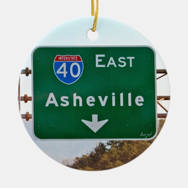 Asheville Christmas Ornament, North Carolina  Ceramic Tree Decoration (Front)