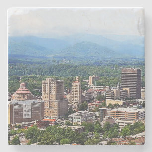 Asheville Cityscape, Asheville, NC. Marble Coaster