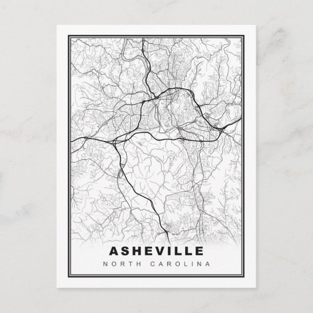 Asheville Map Holiday Postcard (Front)