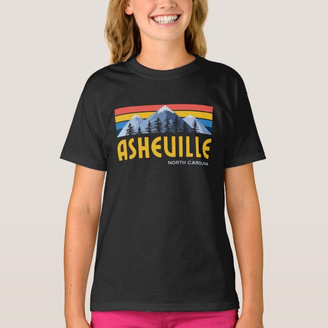 Asheville Mountains Retro Vintage T-Shirt (Front)