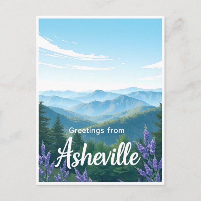 Asheville, NC – Blue Ridge Mountains Vintage Postcard (Front)