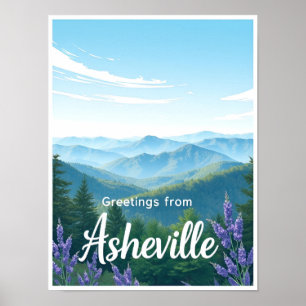 Asheville, NC – Blue Ridge Mountains Vintage Poster