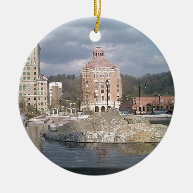 Asheville nc fountain ceramic tree decoration (Front)