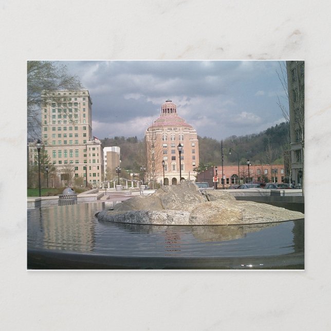 Asheville nc fountain postcard (Front)