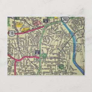 Asheville, NC Vintage Map Postcard