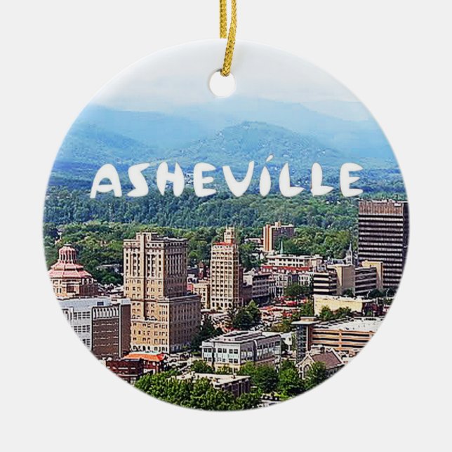 Asheville , North Carolina, Asheville Christmas Ceramic Tree Decoration (Front)