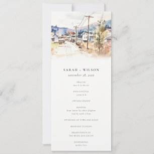 Asheville North Carolina Landscape Wedding Program Invitation
