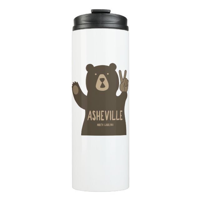 Asheville North Carolina Peace Bear Thermal Tumbler (Front)