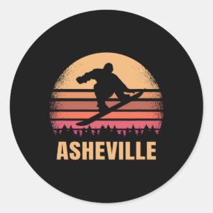 Asheville North Carolina Snowboarding Vintage Nc 8 Classic Round Sticker