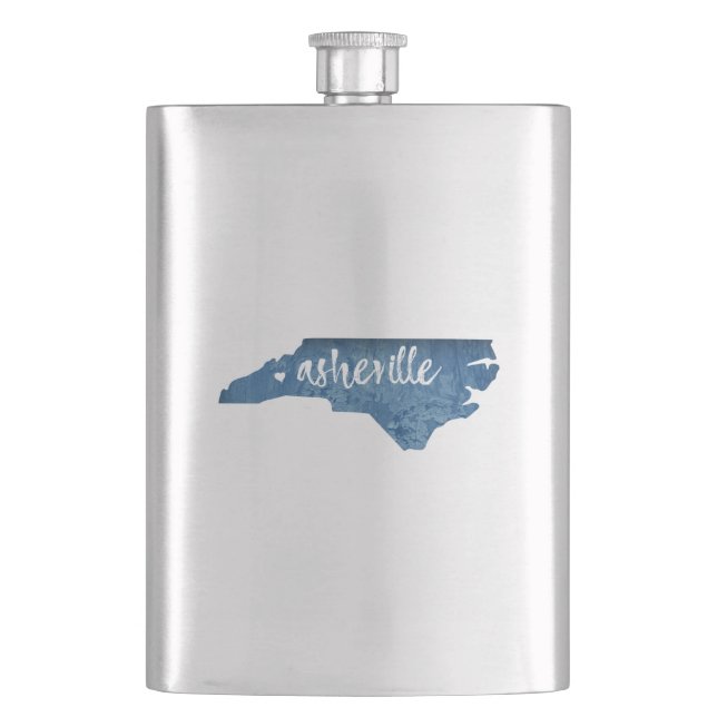 Asheville North Carolina Wood Grain Hip Flask (Front)