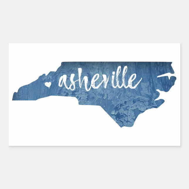 Asheville North Carolina Wood Grain Rectangular Sticker (Front)