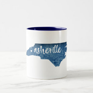 Asheville North Carolina Wood Grain Two-Tone Coffee Mug