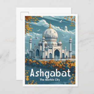 Ashgabat Turkmenistan Vintage Travel Illustration Postcard