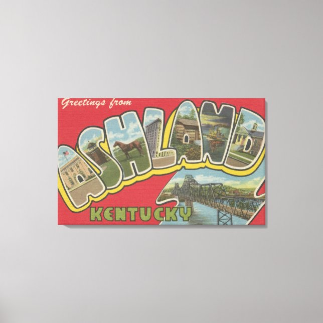 Ashland, Kentucky - Large Letter Scenes Canvas Print (Front)