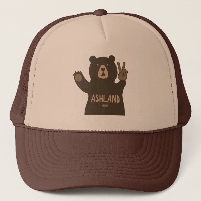 Ashland Oregon Peace Bear Trucker Hat (Front)