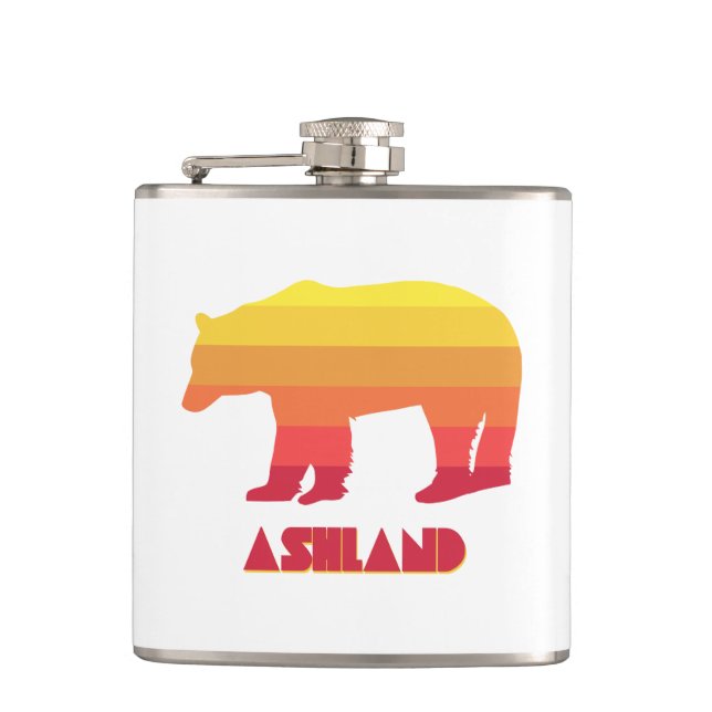 Ashland Oregon Rainbow Bear Hip Flask (Front)