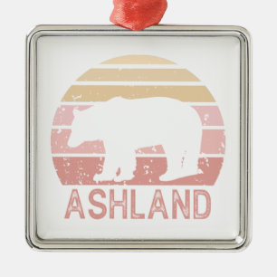Ashland Oregon Retro Bear Metal Tree Decoration