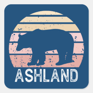 Ashland Oregon Retro Bear Square Sticker
