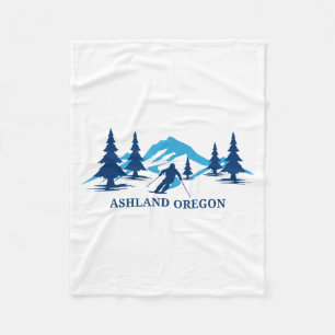 Ashland oregon ski resort skiing skier fleece blanket