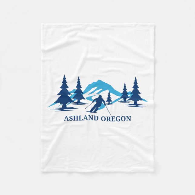 Ashland oregon ski resort skiing skier  fleece blanket (Front)
