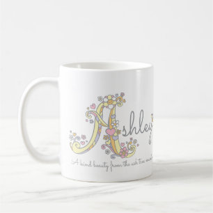 Ashley letter A name meaning monogram mug