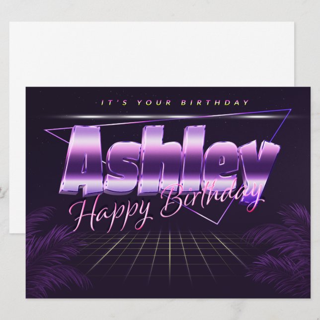 Ashley Name First name purla retro card birthday (Front/Back)