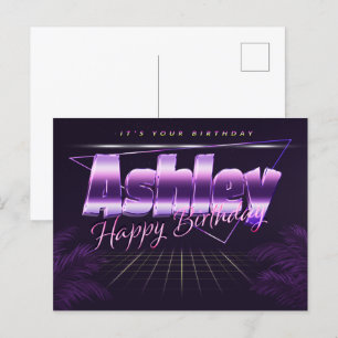 Ashley Name Vorname lila Postkarte Geburtstag Postcard