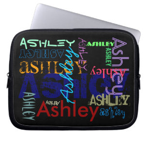 Ashley repeating 6 Letters  Neoprene Laptop Sleeve