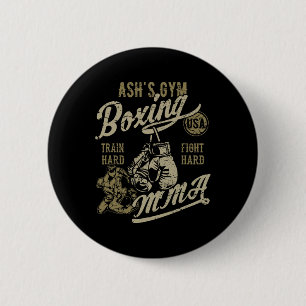 Ash's Gym Boxing Mma Retro Design For The Name Ash 6 Cm Round Badge