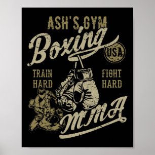 Ash's Gym Boxing Mma Retro Design For The Name Ash Poster
