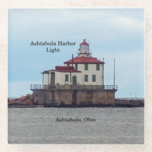 Ashtabula Harbour Light glass coaster