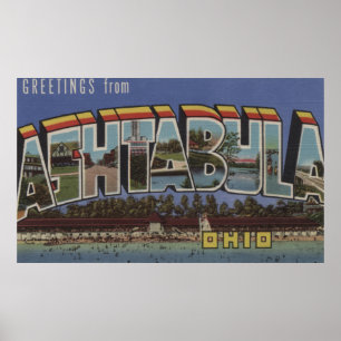 Ashtabula, Ohio - Large Letter Scenes Poster