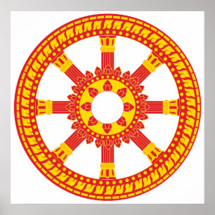 Ashtamangala Symbol Dharmachakra Wheel of Dharma Poster