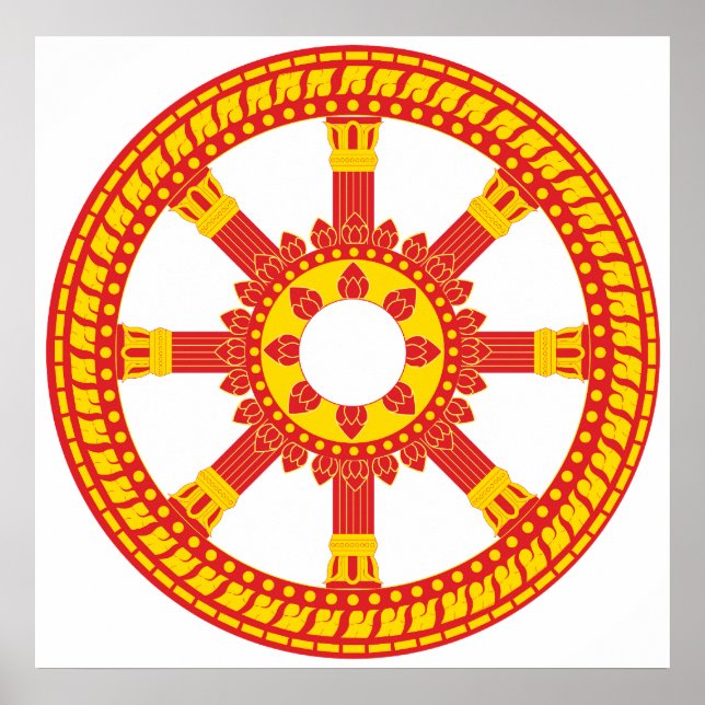Ashtamangala Symbol Dharmachakra Wheel of Dharma Poster (Front)