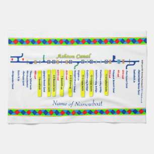 Ashton Canal Route UK Waterways Yellow Tea Towel