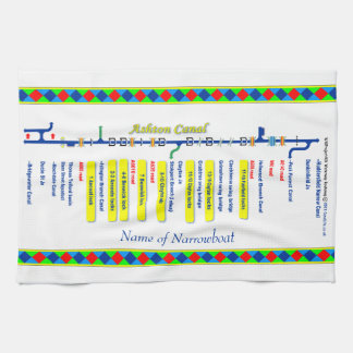 Ashton Canal Route UK Waterways Yellow Tea Towel