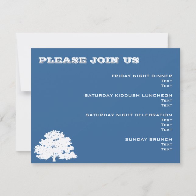 Ashton Tree Bar Mitzvah Wedding Event Card (Front)