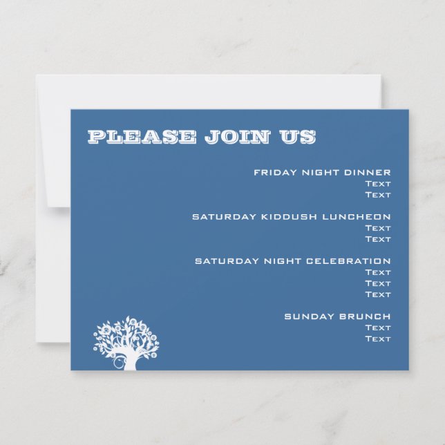Ashton Tree Bar Mitzvah Wedding Event Card (Front)