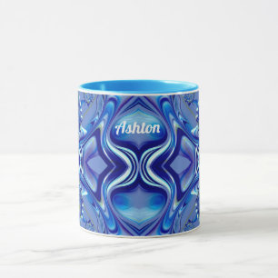 ASHTON ~ Zany 3D Fractal ~ Shades of Blue Mug