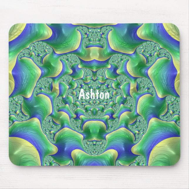 ASHTON ~ Zany Green, Yellow and Blue  Mouse Mat (Front)