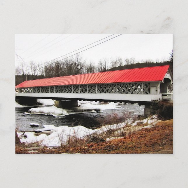Ashuelot Covered Bridge in Winter Postcard (Front)
