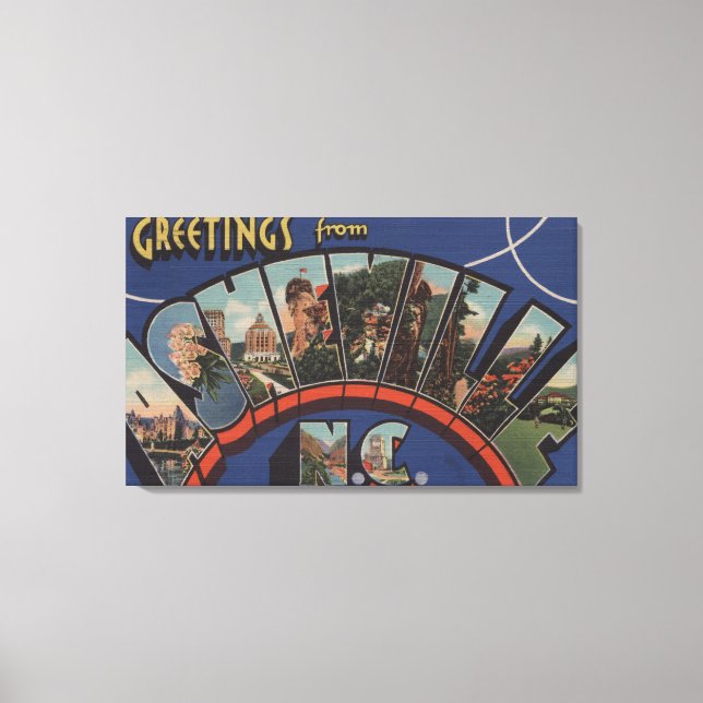 Ashville, North Carolina - Large Letter Scenes 2 Canvas Print (Front)