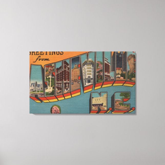 Ashville, North Carolina - Large Letter Scenes Canvas Print (Front)
