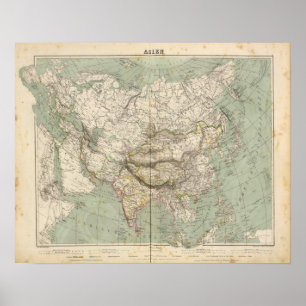 Asia Atlas Map showing political divisions Poster
