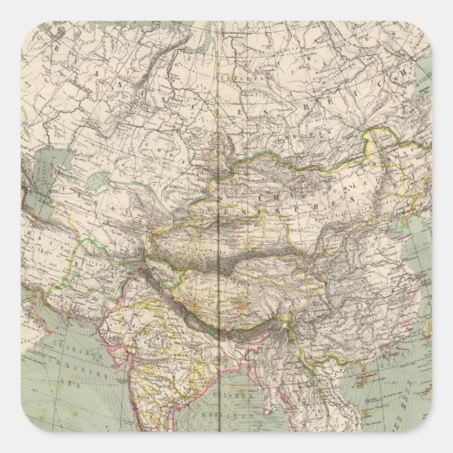 Asia Atlas Map showing political divisions Square Sticker (Front)