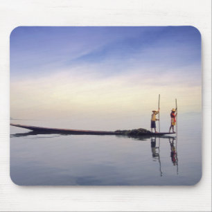 Asia, Burma, (Myanmar) Fishing boat reflected on Mouse Mat