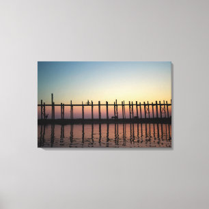 Asia, Burma (Myanmar) Silhouette of U Bien's Canvas Print