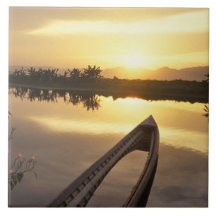 Asia, Burma (Myanmar) Sunken fishing boat Tile