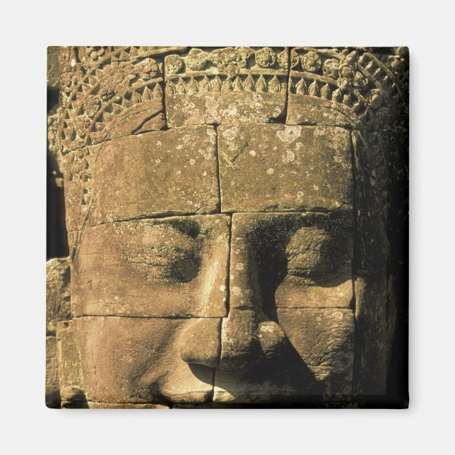 Asia, Cambodia, Siem Reap. Angkor Thom, heads of 2 Magnet (Front)